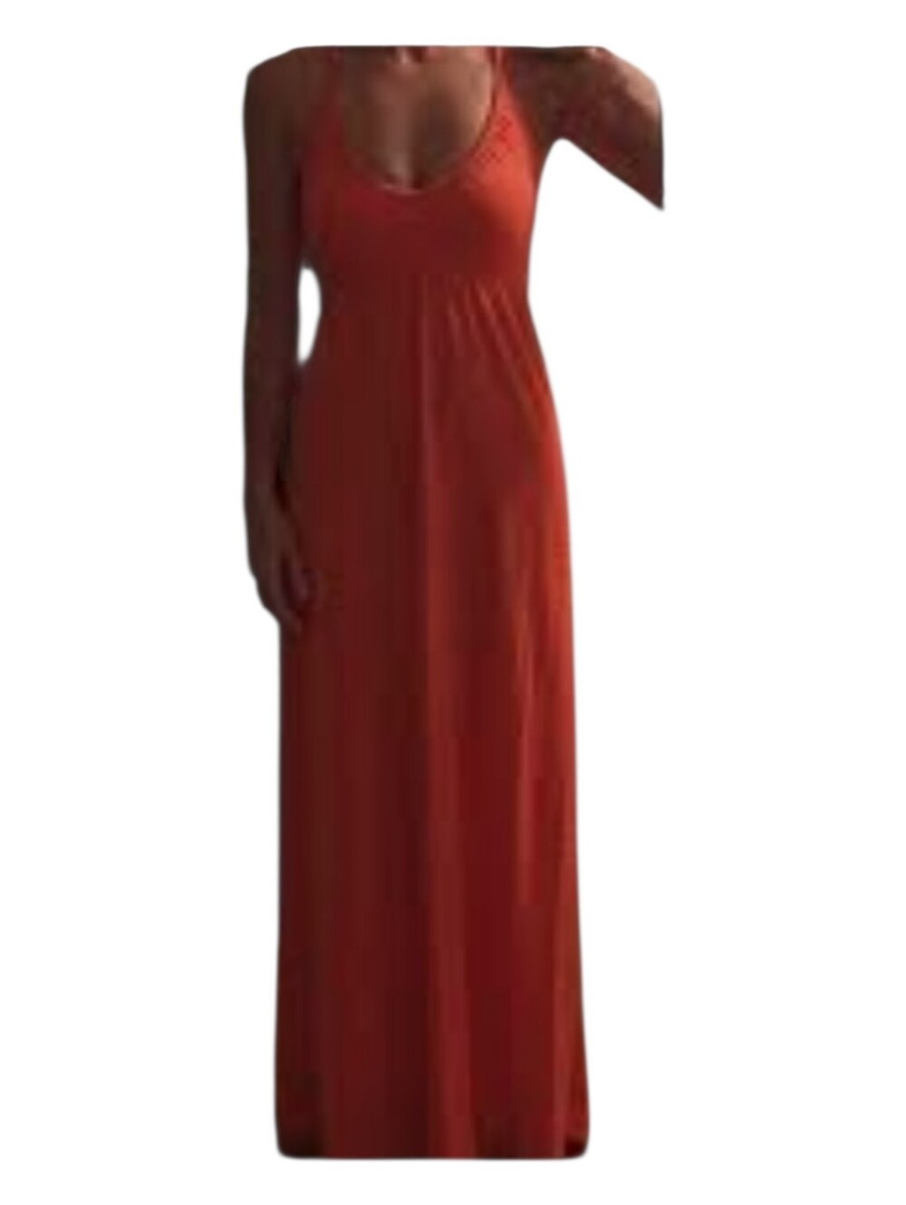 Old Navy Orange V-Neck Jersey Maxi Dress Boho Beach Summer Sundress EUC Size SP